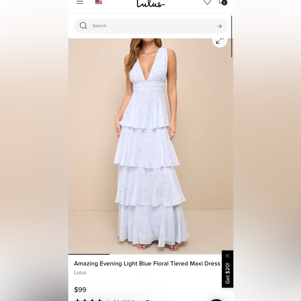 Lulu's Light Blue Floral Tiered Maxi Dress